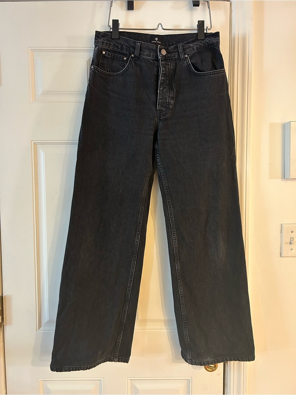 Anine Bing Hugh mid rise Wide-Leg Jeans in vintage black